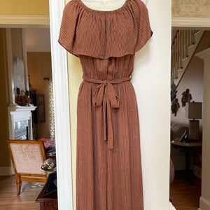 By Together rust & black striped wide leg jumpsuit size small